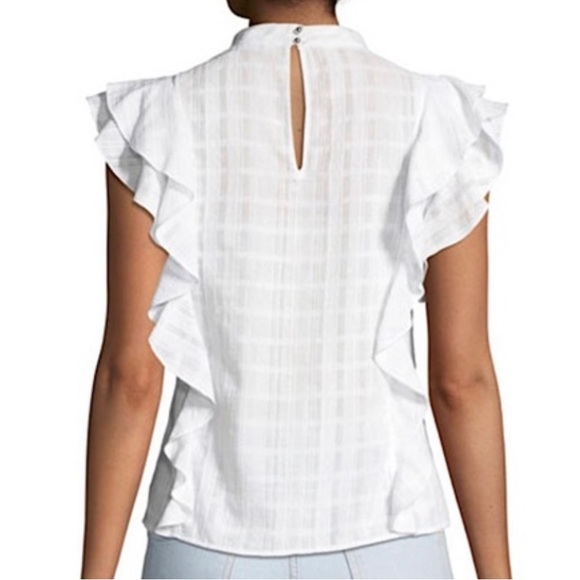 Veronica Beard Sol Lace Inset Ruffle Sleeveless Lace Crochet White Top Blouse 2 - Picture 6 of 16